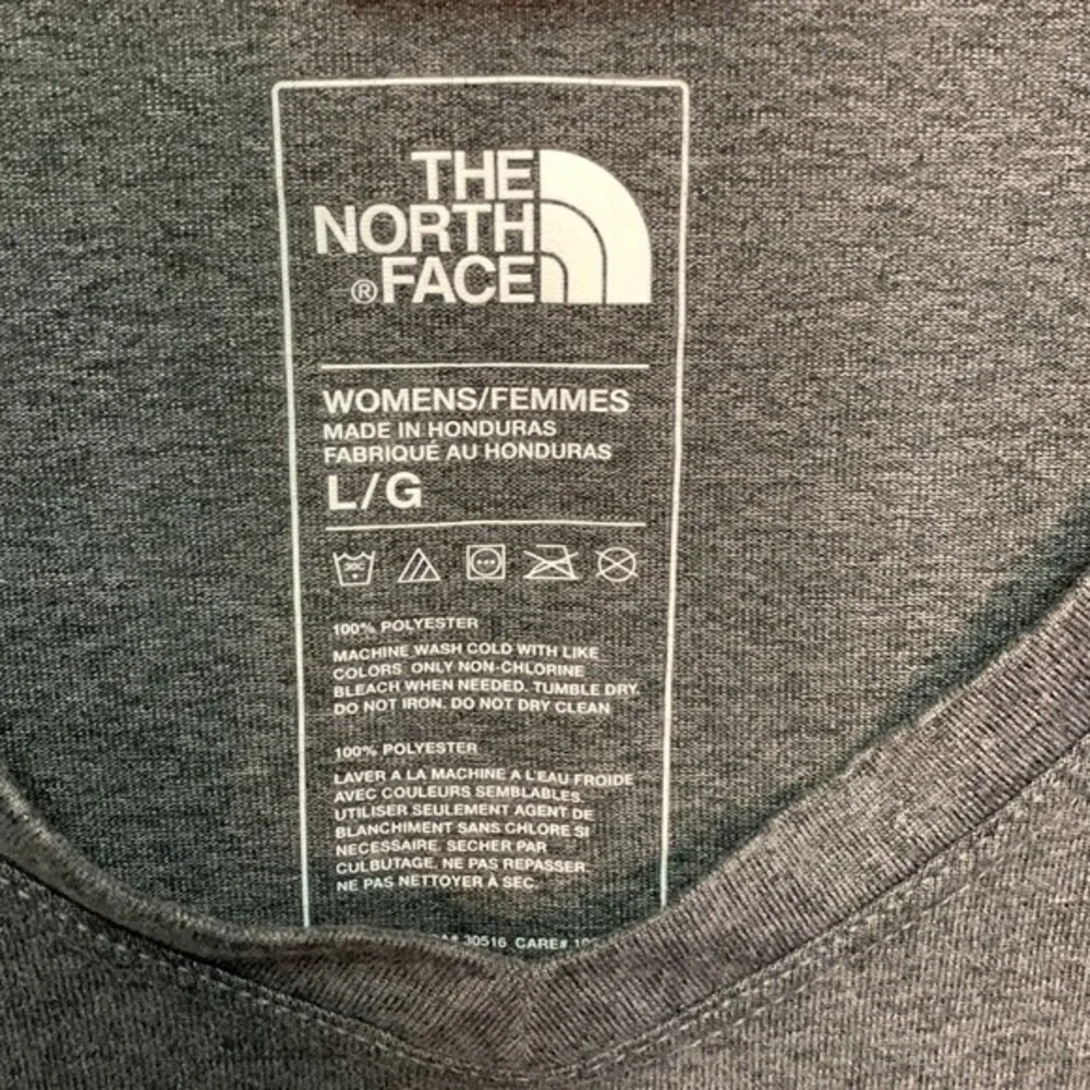 The North Face Women's Gray Performance SS V-neck Breathable Active Top Size L - Picture 4 of 8